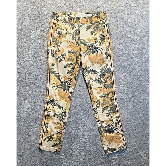 Anthropologie Womens Pants Tropical Floral Print Relaxed Size 25 Straight Beach - Picture 1 of 13
